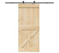 vidaxl Pine Wood Sliding Door - Solid Barn Door with Durable Powder-Coated Steel Hardware, 100x210 cm - Quiet, Space-Saving, and Perfect for Bedrooms, Kitchens, Garages