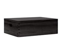 vidaXL Pine Wooden Storage Box with Lid and Handles - Black 40x30x13cm for Home and Office Versatile Modern Organizer