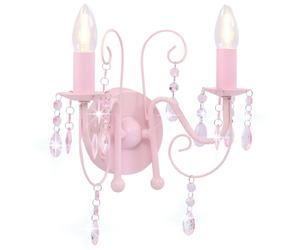 vidaXL Pink Bead Wall Lamp - 2xE14 Sockets, Beaded Acrylic Glam, Living Room Light Fixture 281592
