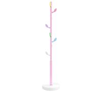 vidaXL Pink Freestanding Iron Coat Stand Rack-Heavy Base, 8 Hooks, Modern Clothes/Hanger for Hallway/Bedroom/Living Room