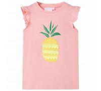 vidaXL Pink Pineapple Print Children's T-Shirt - Cotton/Elastane Blend, Round Neckline, Sleeveless, Size 116 for Ages 5-6