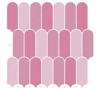 vidaXL Piuma 50 Pieces Pink 30 x 30 cm Polyurethane and PET Decorative Tile for Bathroom, Glossy Wall, Rectangular Feather Design for Your Kitchen Backsplash Project