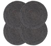 vidaXL Placemats 4 pcs Plain Dark Grey 38 cm Round Jute