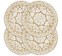vidaXL Placemats 4 pcs White 38 cm Round Jute
