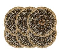 vidaXL 6x Placemats Handmade Dark Blue Round Jute Table Placement Table Runner