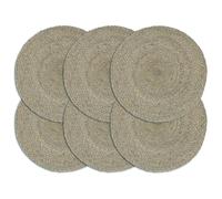 Placemats 6pcs Round Jute Grey 38cm Handwoven Natural Dining Table Mats Handmade