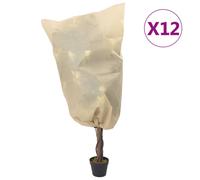 (beige, 0.8 x 0.8 m/ 12 pcs) vidaXL Plant Fleece Covers with Drawstring Garden Frost Protection 70 g/mÂ²