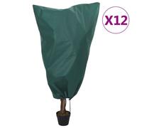 vidaXL Plant Fleece Covers with Drawstring 12 pcs, Frost Protection for Plants P