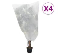 vidaXL Plant Fleece Covers with Drawstring 4 pcs, Frost Protection for Plants Po
