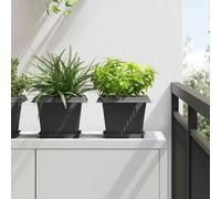 vidaXL Plant Pots 6 pcs Black 23 x 23 x 17.5 cm Plastic