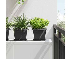 vidaXL Plant Pots 6 pcs Black 23 x 23 x 17.5 cm Plastic