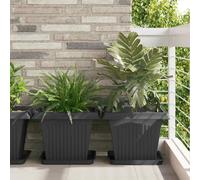 vidaXL Plant Pots 6 pcs Black 43 x 43 x 33.5 cm Plastic