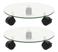 2x Plant Rollers Tempered Glass 28cm Round Rolling Saucer Stand Mover vidaXL