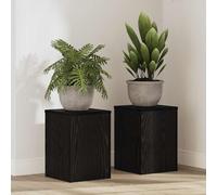 vidaXL Plant Stand 2 pcs Black oak 25 x 25 x 35 cm Engineered Wood, Living Room Plant Stand, Rectangular Display, Indoor Planter for Herbs, Botanical Decor, Outdoor Garden Accessory