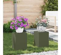 vidaXL Plant Stand 2 pcs Olive green 24 x 24 x 35 cm Steel