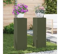 vidaXL Plant Stand 2 pcs Olive green 24 x 24 x 75 cm Steel