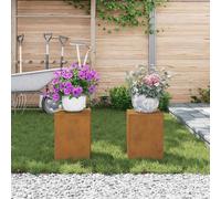vidaXL Plant Stand 2 pcs Rusty 24 x 24 x 35 cm Weathering Steel