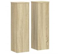 vidaXL Plant Stand Sonoma Oak - Engineered Wood, Includes 2 Plant Pots, 17x17x60 cm