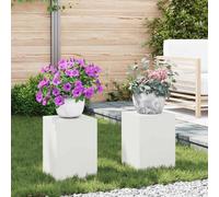 Plant Stand White Steel 24x24x35cm Outdoor 2pcs Minimalist Modern Garden Accent