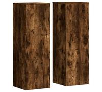 vidaXL Plant Stand 2 Pieces Smoked Oak 33 x 33 x 100 cm Wood Material
