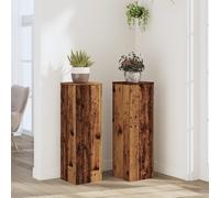 vidaXL Plant Stand Old Wood - 2pcs, 25x25x80 cm Engineered Wood, Brown, Indoor/Outdoor