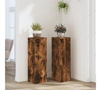 (smoked oak, 25 x 25 x 80 cm) vidaXL Plant Stands Garden Plant Pot Holder Flower Stand 2 pcs Engineered wood