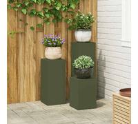 Plant Stand Olive Green Steel 75cm H x 24cm W Outdoor Minimalist Metal 3pcs Set