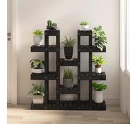 vidaXL Plant Stand Black 104.5x25x109.5 cm Solid Wood Pine UK HOT