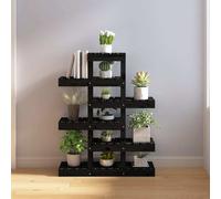 vidaXL Plant Stand Black 85x25x109.5cm Solid Wood Pine, Black