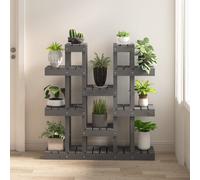 vidaXL Plant Stand Grey 104.5x25x109.5 cm Solid Wood Pine