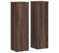 vidaXL - Plant Stand Pot Flower 2 pcs Brown Oak - Engineered Wood, 17x17x60 cm, Max Load Capacity 50 kg, Easy to Clean, Minimalistic Modern Design for Living Room/Garden/Patio
