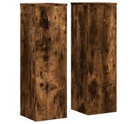 vidaXL - Plant Stand Pot Flower - 2 pcs - Smoked Oak Engineered Wood - 25 x 25 x 80 cm - Sturdy, Timeless Design - Indoor/Outdoor - Assembly Required