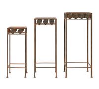 vidaXL Plant Stand Set 3 Piece Vintage Style Metal Rusty Flower Display Table vi