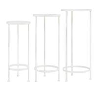 vidaXL Plant Stand Set 3 Pieces Vintage Style Metal Antique White Display vidaXL