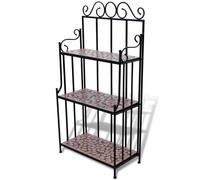 vidaXL Plant Stand Terracotta Mosaic Pattern Garden Pot Display Rack Shelf