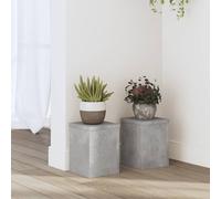 vidaXL Plant Stands Set of 2 - Concrete Grey Engineered Wood, Sturdy and Easy-to-Clean, Perfect for Living Room, Garden, Patio, 15x15x20 cm