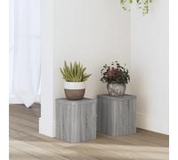 vidaXL Plant Stands - Grey Sonoma Engineered Wood - Set of 2 Decorative Flowerpot Holders 15x15x20 cm - Indoor/Outdoor Use - Sturdy and Durable