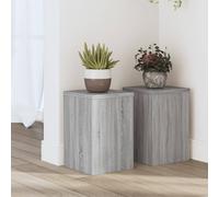 vidaXL Grey Sonoma Plant Stands - Engineered Wood Flower Stand Set of 2 - 20x20x30 cm - Modern Timeless Design for Indoor Decor