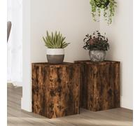 vidaXL Plant Stands - Smoked Oak Engineered Wood Flower Stands - 2 pcs - 25 x 25 x 35 cm - Indoor/Outdoor Decor