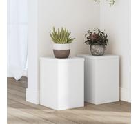 vidaXL Plant Stands - Patio Pot Flower Stands 2 pcs - White Engineered Wood, 20x20x30 cm, 50 kg Max Load