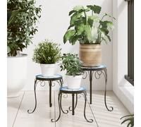 vidaXL Plant Stands 3 pcs Blue and White Ceramic