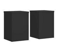 vidaXL Plant Stands Patio Pot Flower Stand 2 pcs Black - Engineered Wood, 25x25x35 cm, 50 kg Capacity, Modern Minimalist Design for Indoor & Outdoor Use