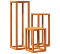 vidaXL Plant Stands Plant Pot Flower Stand 3 pcs Wax Brown Solid Wood Pine