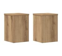 vidaXL Plant Stands - Pot Flower Stand 2 pcs - Artisian Oak - Engineered Wood - Indoor/Outdoor - 20x20x30 cm - 50 kg Load Capacity