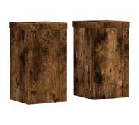 vidaXL Plant Stands Pot Flower Stand 2 pcs - Smoked Oak - Engineered Wood - Stable, Modern Design - 10 x 10 x 18 cm - Max Load 50 kg - Indoor/Outdoor Use
