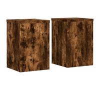 vidaXL Plant Stands - Smoked Oak Engineered Wood Flower Stands - 2 pcs - 25 x 25 x 35 cm - Indoor/Outdoor Decor