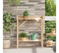 vidaXL Solid Pine Plant Stand - Indoor/Outdoor Use, Two-Tier Shelves - Beige 75x40x90 cm