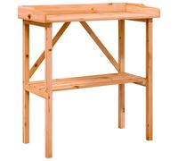 vidaXL Solid Firwood Plant Table-Stand with Shelf for Gardening - Brown, Robust Outdoor Garden Potting Bench for Storage and Display