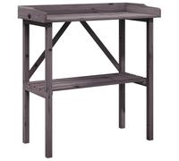 vidaXL Solid Firwood Plant Table - Grey Flower Stand with Open Shelf Stand for Garden, Terrace, Indoor & Outdoor Use, Durable Wooden Potting Bench, Ventilated Storage