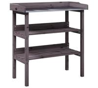 (grey) vidaXL Plant Table with Shelves Plant Stand Table Flower Stand Solid Wood Fir
